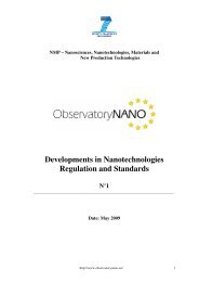 Developments in Nanotechnologies Regulation and Standards