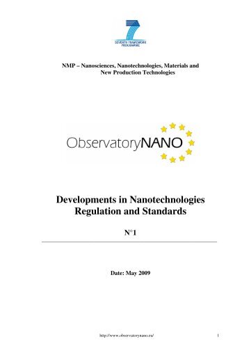 Developments in Nanotechnologies Regulation and Standards