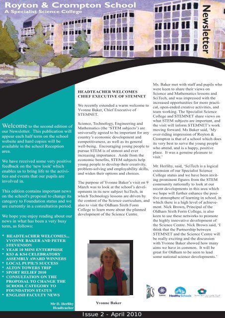 Newsletter April 2010 - Royton and Crompton School