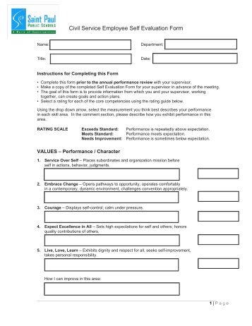 Civil Service Employee Self Evaluation Form