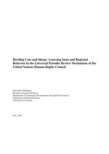 Herding Cats and Sheep: Assessing State and Regional ... - UPR Info