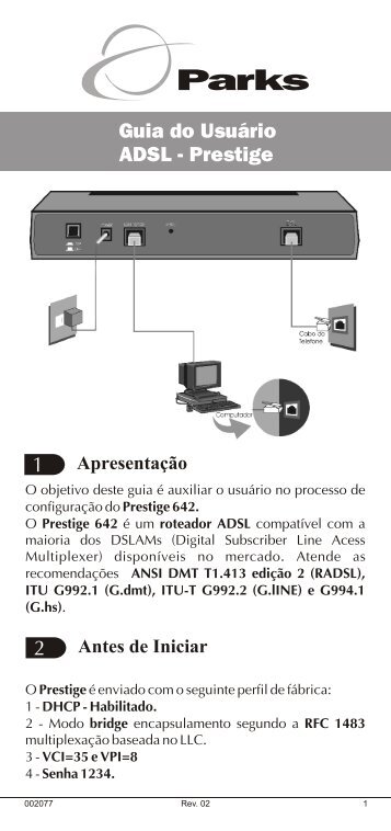 Guia do UsuÃ¡rio ADSL - Prestige - GVT