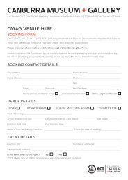 Booking Form - ACT Museums and Galleries