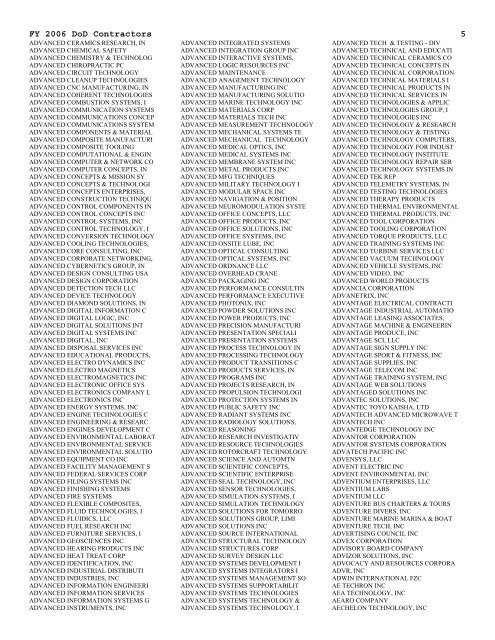 FY 2006 DoD Contractors - Fort Sam Houston - U.S. Army