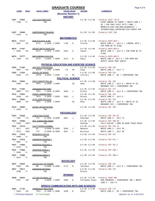 GRADUATE COURSES Page 3 o