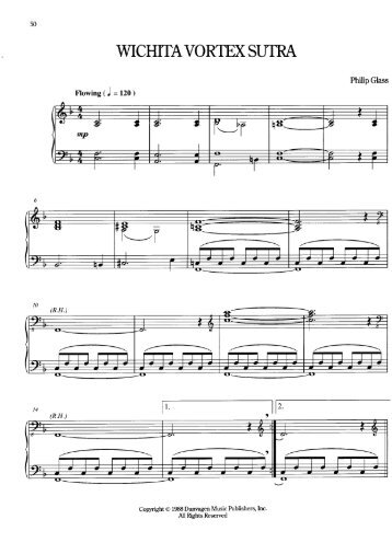 Philip Glass â Wichita Vortex Sutra - Daily Piano Sheets