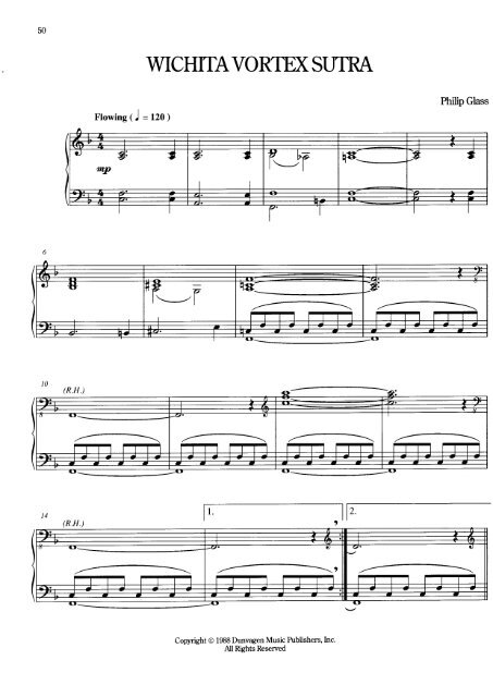 Philip Glass â Wichita Vortex Sutra - Daily Piano Sheets