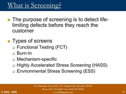 (PoF) and Environmental Stress Screening - DfR Solutions