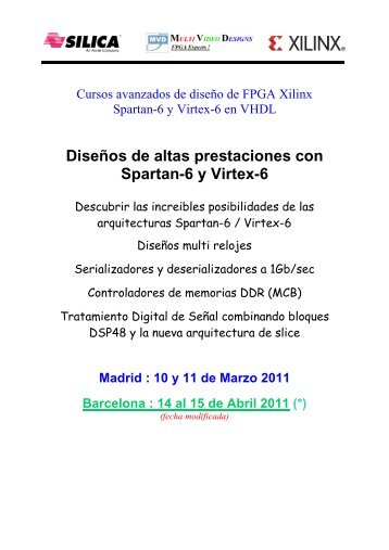 Cursos avanzados Xilinx Spartan-6 Virtex-6 Madrid Barcelonâ¦