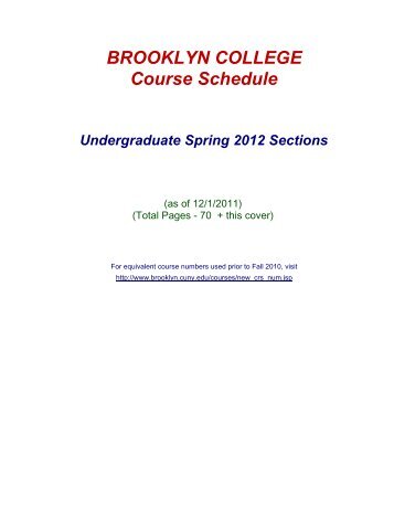BROOKLYN COLLEGE Course Schedule - Brooklyn College - CUNY