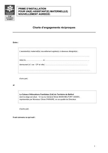 Charte d'engagements rÃ©ciproques - Caf.fr