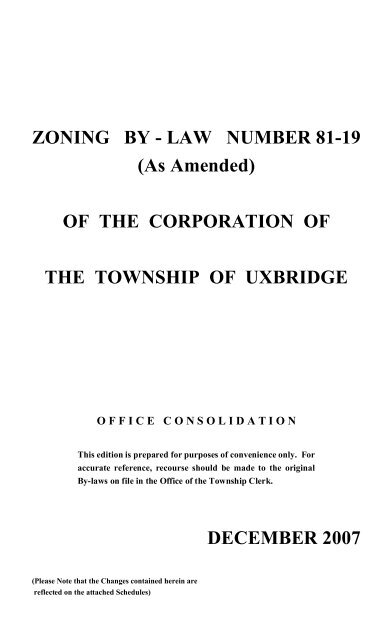 ZONING BY - LAW NUMBER 81-19 - The Township of Uxbridge