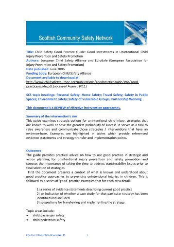 SCSN website- EU Child Safety Good Practice Guide (2006). No. 45 ...