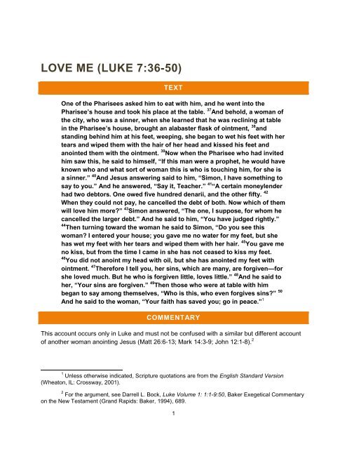 LOVE ME (LUKE 7:36-50) - WordPress â www.wordpress.com