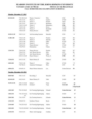 Fall 2012 Final Exam - Peabody Institute - Johns Hopkins University