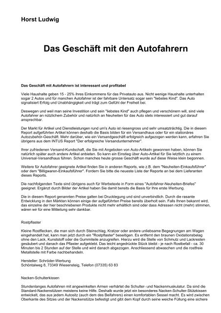 Horst Ludwig Das Geschäft mit den Autofahrern - 1