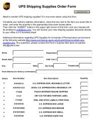 UPS Shipping Supplies Order Form - Penn Purchasing Services