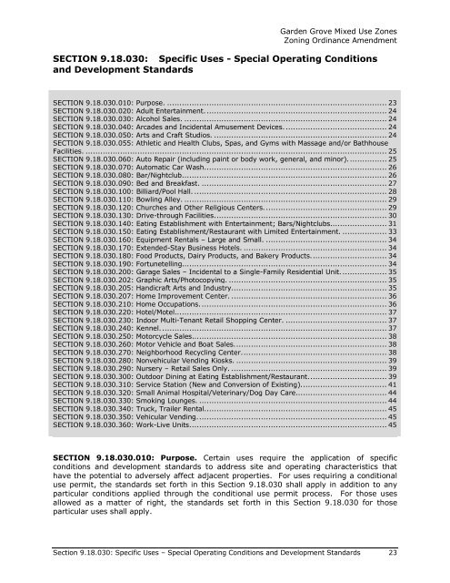 mixed use regulations and development standards - Garden Grove