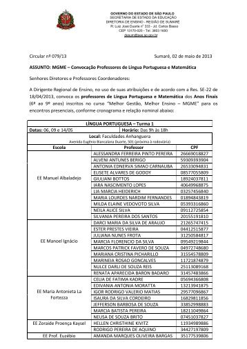 Circular nº 079/13 Sumaré, 02 de maio de 2013 ASSUNTO: MGME ...