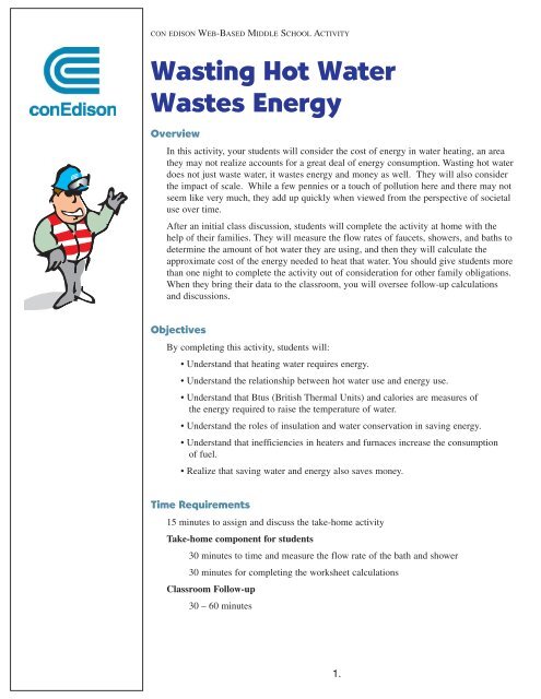 Wasting Hot Water Wastes Energy - Con Edison