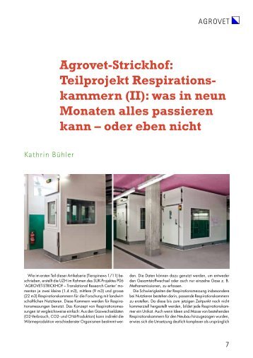 Agrovet-Strickhof: Teilprojekt Respirations- kammern (II): was in ...
