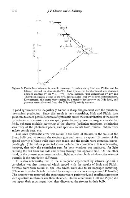 Bell's theorem : experimental tests and implications - Physics at ...