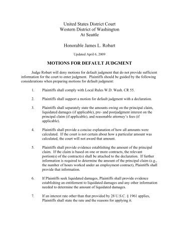 Motions for Default Judgment - Western District of Washington