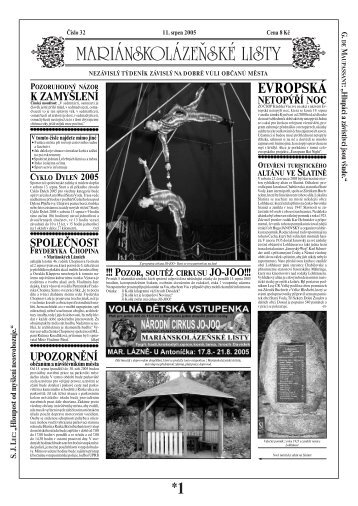 EVROPSKÃ - MariÃ¡nskolÃ¡zeÅskÃ© listy