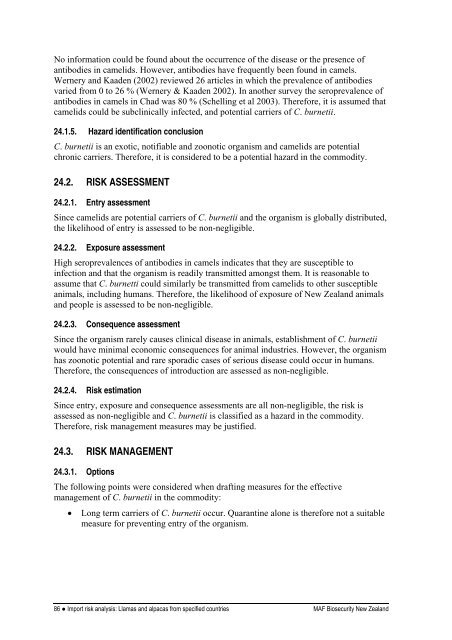 Import risk analysis: Llamas (Lama glama) and alpacas (Vicugna ...