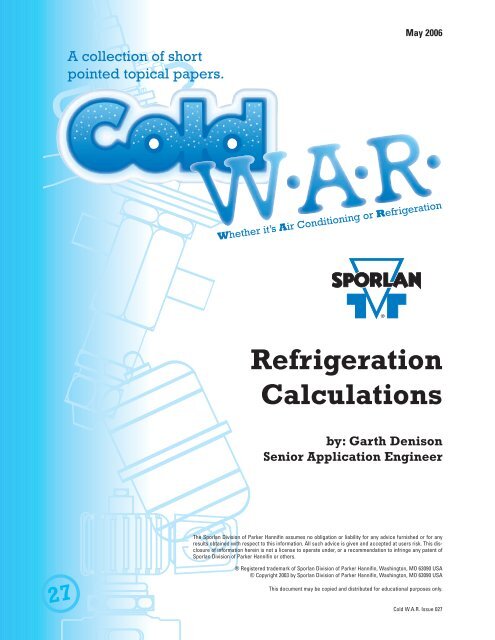 Refrigeration Calculations - Sporlan Online