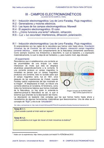 III - CAMPOS ELECTROMAGNÃTICOS - Universidad de Murcia