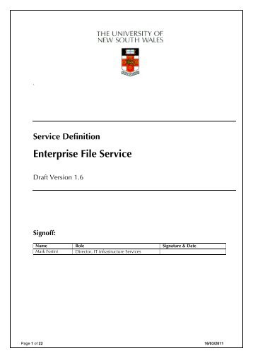 Service Definition File Service - UNSW IT