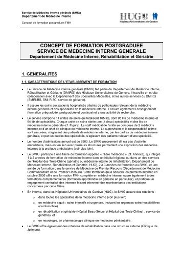 Formation post-graduÃ©e du DÃ©partement de MÃ©decine interne - HUG