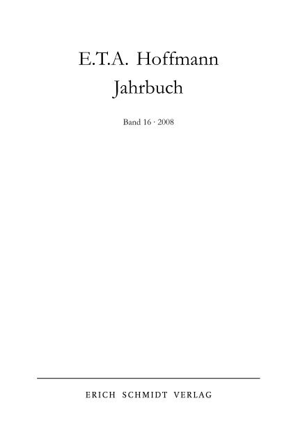 E. T. A. Hoffmann-Jahrbuch 2008 - Erich Schmidt Verlag