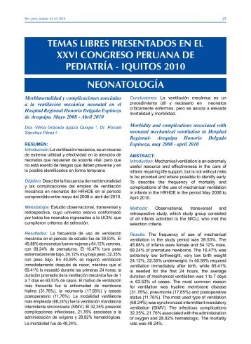 temas libres presentados en el xxvi congreso ... - Revista Peruana