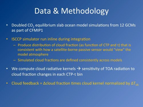 Cloud feedbacks using cloud property histograms - U.S. Department ...