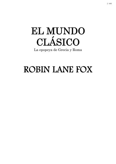 El Mundo ClÃ¡sico. La Epopeya de Grecia y Roma.