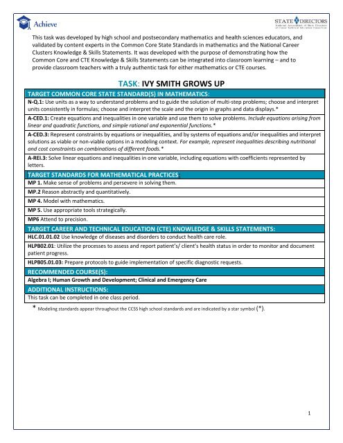 Common Core State Standards Vertical Alignment Charts Math