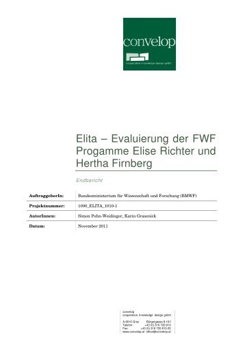 Elita – Evaluierung der FWF Progamme Elise Richter und Hertha ...
