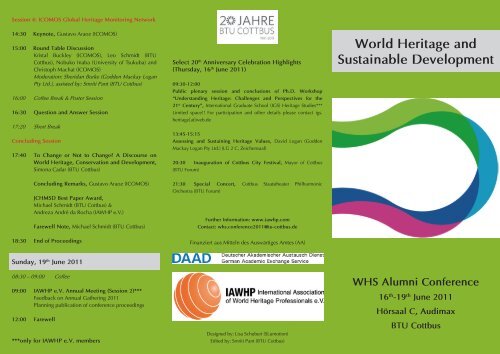 World Heritage and Sustainable Development - IAWHP eV