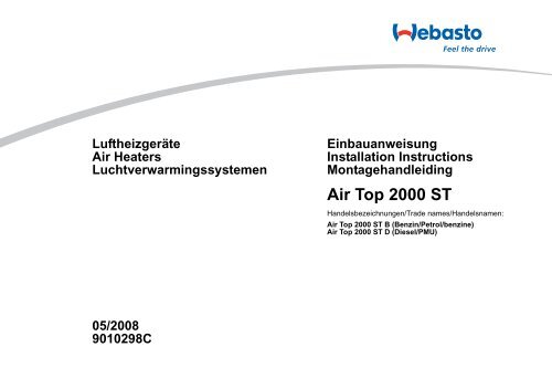 AirTop 2000ST Installation Manual - Webasto