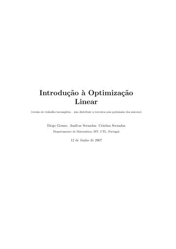 IntroduÃ§Ëao `a OptimizaÃ§Ëao Linear - SQIG