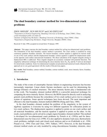 The dual boundary contour method for two ... - IngentaConnect