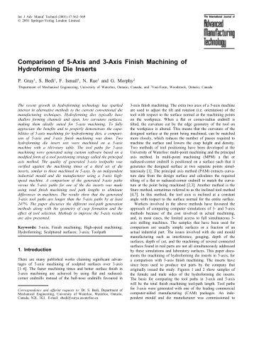Comparison of 5-Axis and 3-Axis Finish Machining of Hydroforming ...