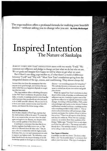 Inspired Intention: the nature of Sankalpa - Yoga Nidra Network