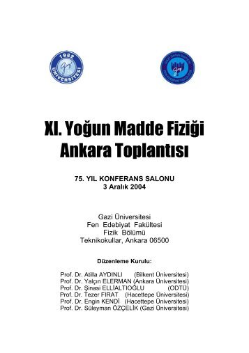 11. Yoğun Madde Fiziği - Ankara Toplantısı - Department of Physics