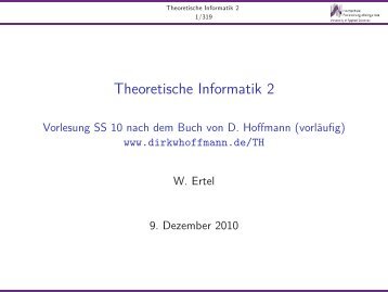 Theoretische Informatik 2 - Vorlesung SS 10 nach dem Buch von D ...