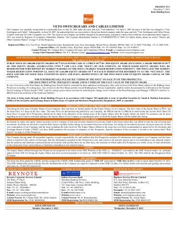 VETO SWITCHGEARS AND CABLES LIMITED - NSE