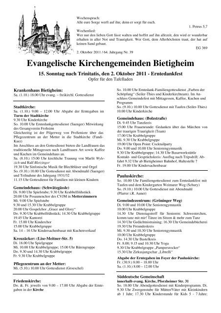 Evangelische Kirchengemeinden Bietigheim - Ev. Kirchengemeinde ...