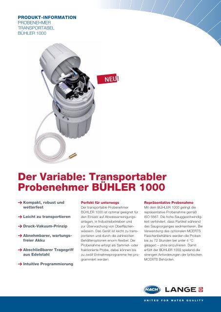 Der Variable: Transportabler Probenehmer BÜHLER 1000